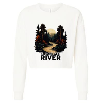 Ocmulgee River Retro Minimalist River Ocmulgee Cropped Pullover Crew
