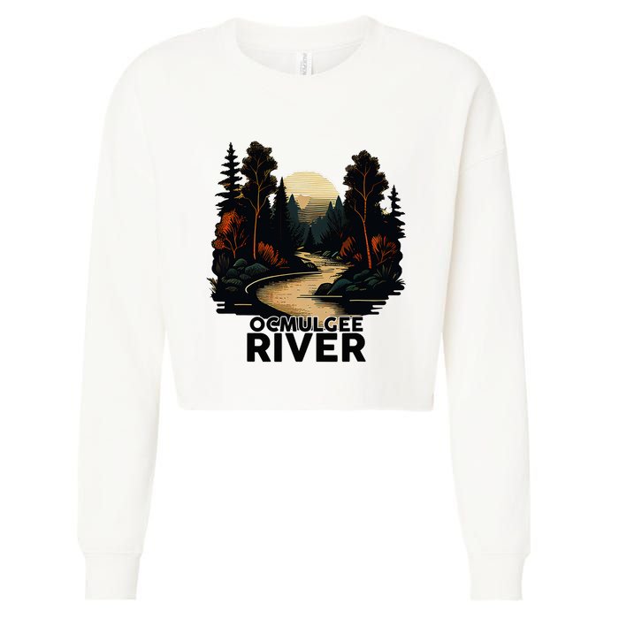 Ocmulgee River Retro Minimalist River Ocmulgee Cropped Pullover Crew