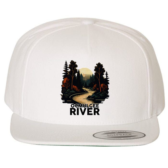 Ocmulgee River Retro Minimalist River Ocmulgee Wool Snapback Cap