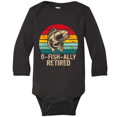 Ofishally Retired Retiret Fishing Vintage Baby Long Sleeve Bodysuit