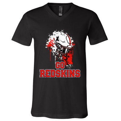 Oneonta Redskins Rising Helmet Go! V-Neck T-Shirt