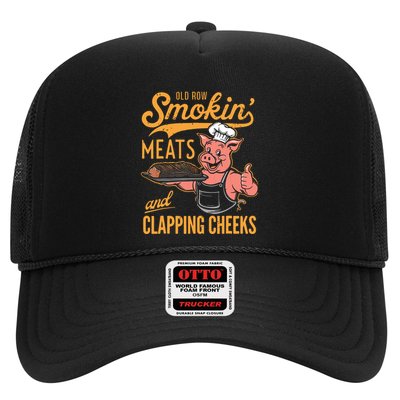 Old Row Smokin Meats And Clapping Cheeks Funny Bbq Trucker Hat