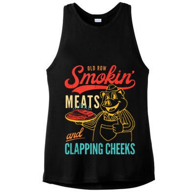 Old Row Smokin Meats And Clapping Cheeks Funny Ladies PosiCharge Tri-Blend Wicking Tank