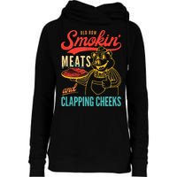 Old Row Smokin Meats And Clapping Cheeks Funny Womens Funnel Neck Pullover Hood