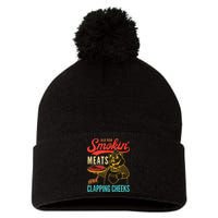 Old Row Smokin Meats And Clapping Cheeks Funny Pom Pom 12in Knit Beanie