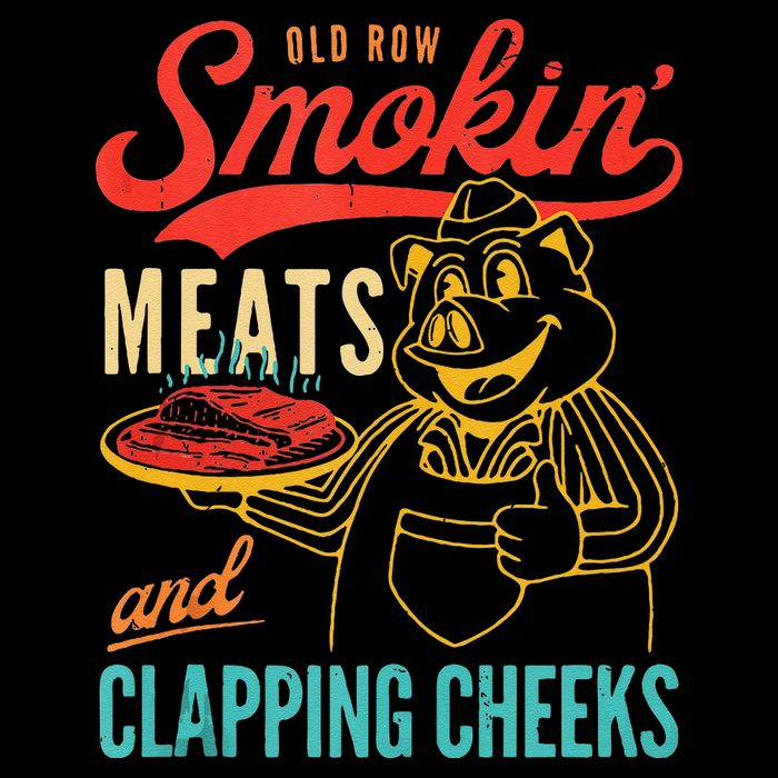 Old Row Smokin Meats And Clapping Cheeks Funny Pom Pom 12in Knit Beanie