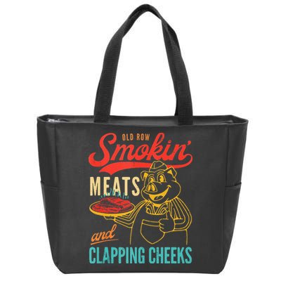 Old Row Smokin Meats And Clapping Cheeks Funny Zip Tote Bag