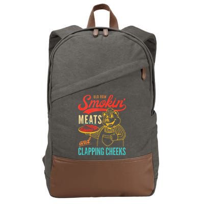 Old Row Smokin Meats And Clapping Cheeks Funny Cotton Canvas Backpack