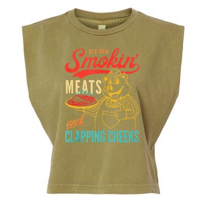 Old Row Smokin Meats And Clapping Cheeks Funny Garment-Dyed Women's Muscle Tee