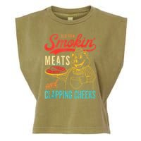 Old Row Smokin Meats And Clapping Cheeks Funny Garment-Dyed Women's Muscle Tee