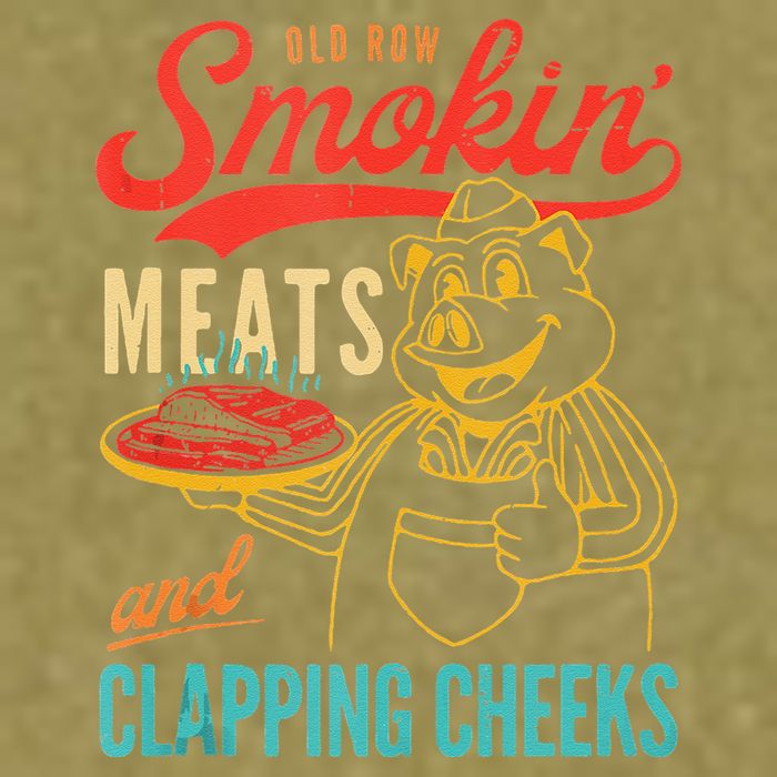 Old Row Smokin Meats And Clapping Cheeks Funny Garment-Dyed Women's Muscle Tee