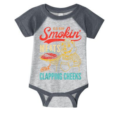 Old Row Smokin Meats And Clapping Cheeks Funny Infant Baby Jersey Bodysuit