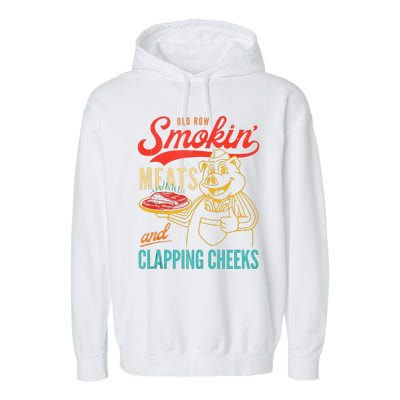 Old Row Smokin Meats And Clapping Cheeks Funny Garment-Dyed Fleece Hoodie