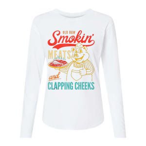 Old Row Smokin Meats And Clapping Cheeks Funny Womens Cotton Relaxed Long Sleeve T-Shirt