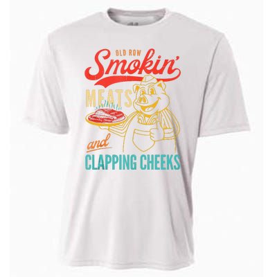 Old Row Smokin Meats And Clapping Cheeks Funny Cooling Performance Crew T-Shirt