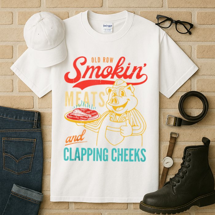 Old Row Smokin Meats And Clapping Cheeks Funny Tall T-Shirt