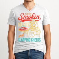Old Row Smokin Meats And Clapping Cheeks Funny V-Neck T-Shirt