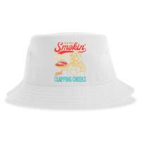 Old Row Smokin Meats And Clapping Cheeks Funny Sustainable Bucket Hat