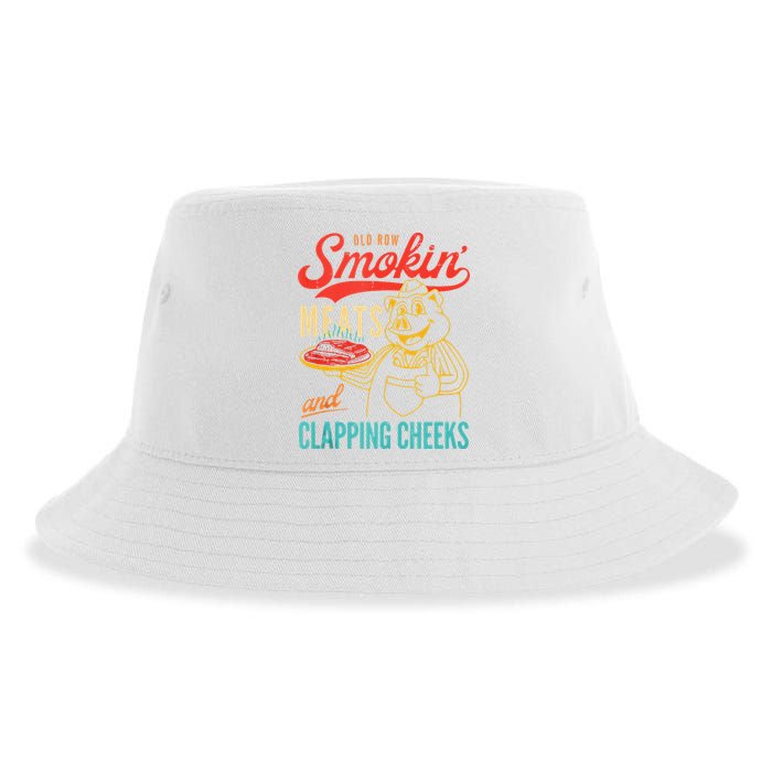 Old Row Smokin Meats And Clapping Cheeks Funny Sustainable Bucket Hat