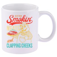 Old Row Smokin Meats And Clapping Cheeks Funny 11oz C Handle Ceramic Mug