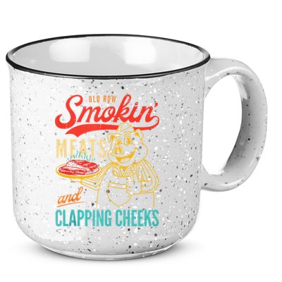 Old Row Smokin Meats And Clapping Cheeks Funny 15oz Campfire Ceramic Mug