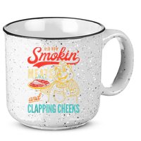 Old Row Smokin Meats And Clapping Cheeks Funny 15oz Campfire Ceramic Mug