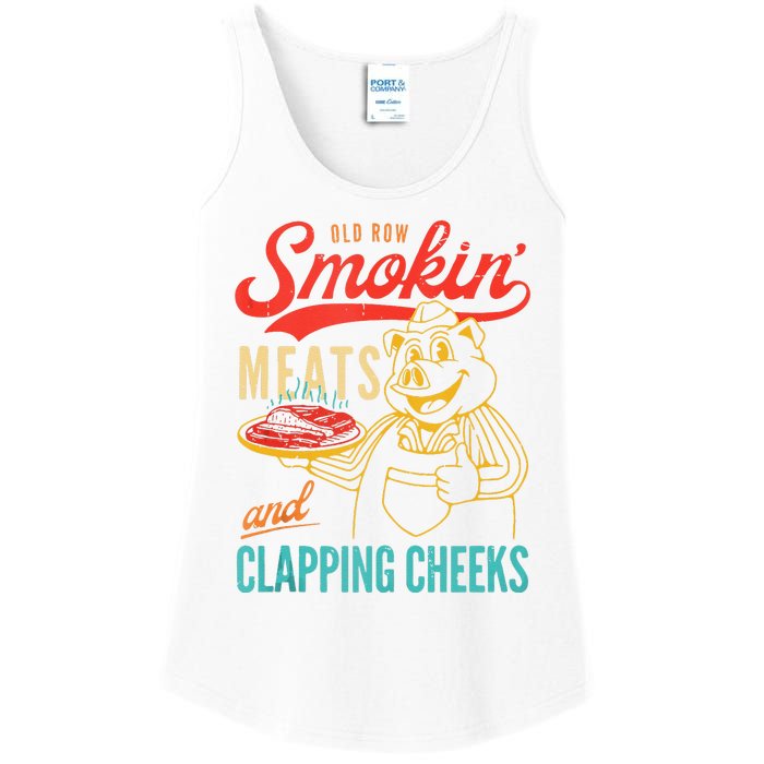 Old Row Smokin Meats And Clapping Cheeks Funny Ladies Essential Tank