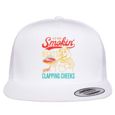 Old Row Smokin Meats And Clapping Cheeks Funny Flat Bill Trucker Hat