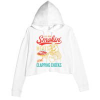 Old Row Smokin Meats And Clapping Cheeks Funny Crop Fleece Hoodie