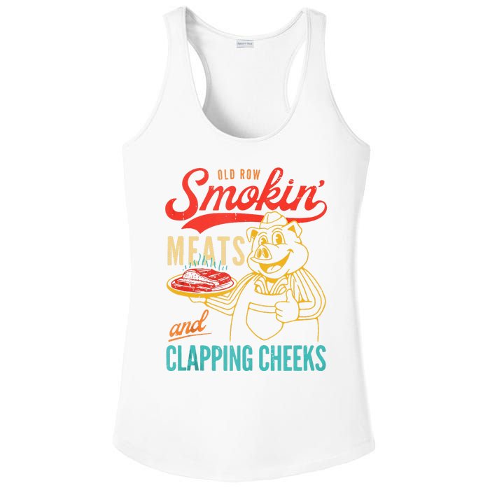 Old Row Smokin Meats And Clapping Cheeks Funny Ladies PosiCharge Competitor Racerback Tank