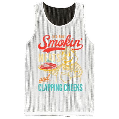 Old Row Smokin Meats And Clapping Cheeks Funny Mesh Reversible Basketball Jersey Tank