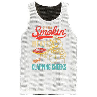 Old Row Smokin Meats And Clapping Cheeks Funny Mesh Reversible Basketball Jersey Tank