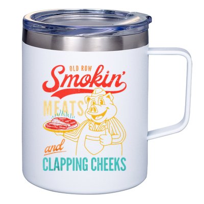 Old Row Smokin Meats And Clapping Cheeks Funny 12oz Stainless Steel Coffee Mug