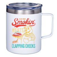 Old Row Smokin Meats And Clapping Cheeks Funny 12oz Stainless Steel Coffee Mug