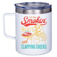 Old Row Smokin Meats And Clapping Cheeks Funny 12oz Stainless Steel Coffee Mug