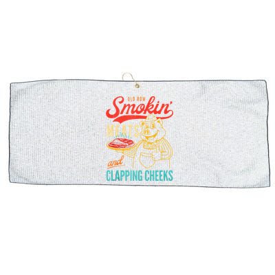 Old Row Smokin Meats And Clapping Cheeks Funny Large Microfiber Waffle Golf Towel