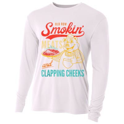 Old Row Smokin Meats And Clapping Cheeks Funny Cooling Performance Long Sleeve Crew