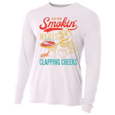 Old Row Smokin Meats And Clapping Cheeks Funny Cooling Performance Long Sleeve Crew