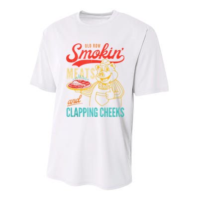Old Row Smokin Meats And Clapping Cheeks Funny Youth Performance Sprint T-Shirt