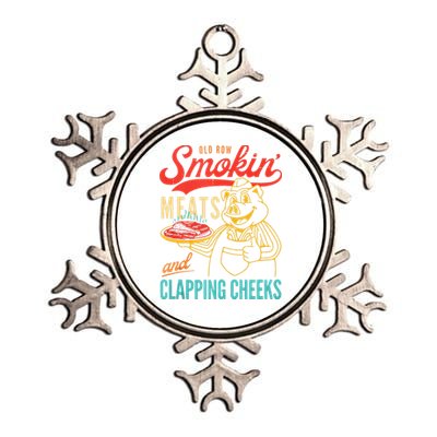 Old Row Smokin Meats And Clapping Cheeks Funny Metallic Star Ornament