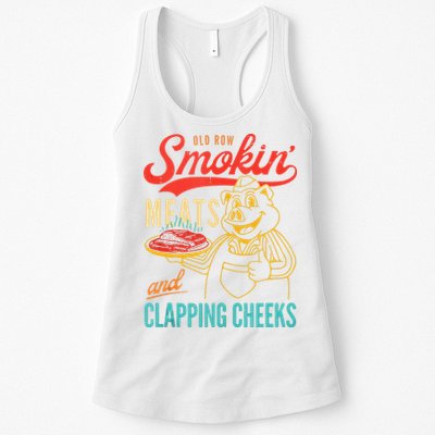 Old Row Smokin Meats And Clapping Cheeks Funny Womens Tank Top
