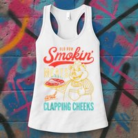Old Row Smokin Meats And Clapping Cheeks Funny Womens Tank Top