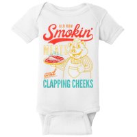 Old Row Smokin Meats And Clapping Cheeks Funny Baby Bodysuit