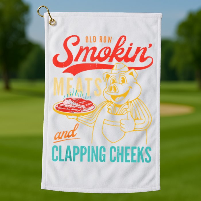 Old Row Smokin Meats And Clapping Cheeks Funny Golf Towel