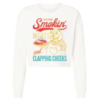 Old Row Smokin Meats And Clapping Cheeks Funny Cropped Pullover Crew