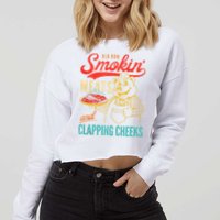 Old Row Smokin Meats And Clapping Cheeks Funny Cropped Pullover Crew