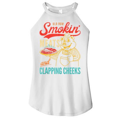 Old Row Smokin Meats And Clapping Cheeks Funny Women's Perfect Tri Rocker Tank