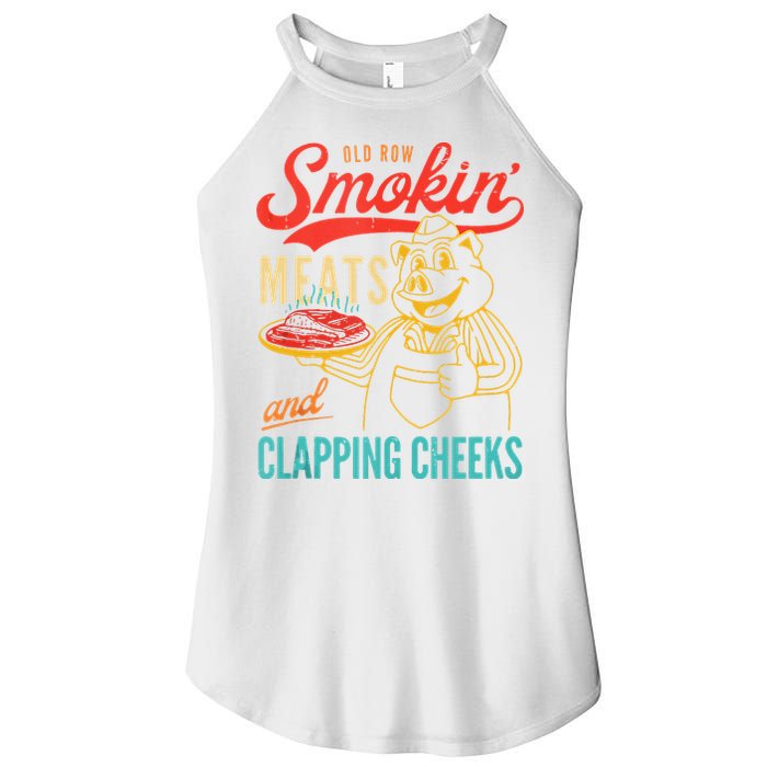 Old Row Smokin Meats And Clapping Cheeks Funny Women's Perfect Tri Rocker Tank