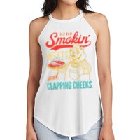 Old Row Smokin Meats And Clapping Cheeks Funny Women's Perfect Tri Rocker Tank