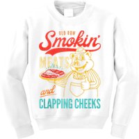 Old Row Smokin Meats And Clapping Cheeks Funny Kids Sweatshirt